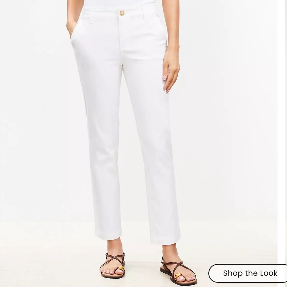 LOFT White and Tan Slim Pants